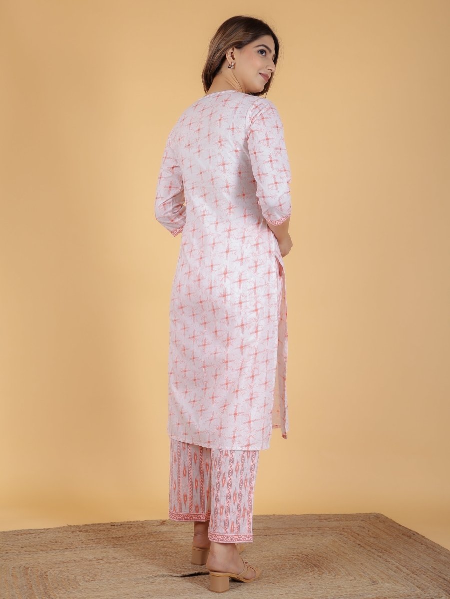 Aramya Straight Soft Cotton Geometric Print Women's Kurta - Orange - Distacart