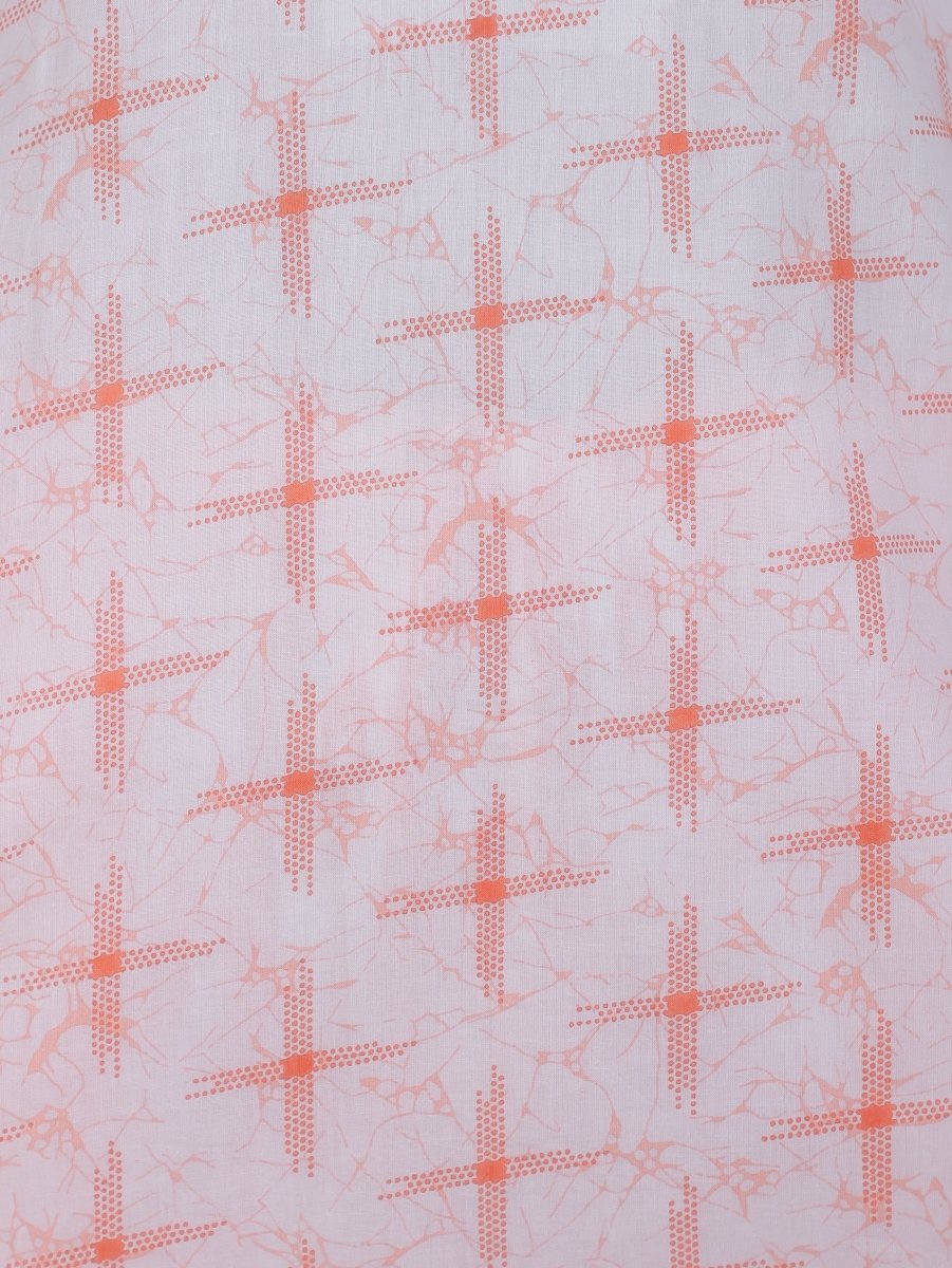 Aramya Straight Soft Cotton Geometric Print Women's Kurta Set - Orange - Distacart