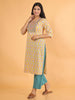 Aramya Straight Soft Cotton Block Print Women's Kurta - Yellow - Distacart