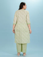 Thumbnail for Aramya Straight Soft Cotton Floral Print Women's Kurta Set - Green - Distacart