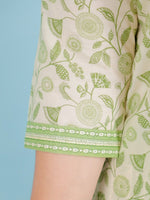 Thumbnail for Aramya Straight Soft Cotton Floral Print Women's Kurta - Green - Distacart