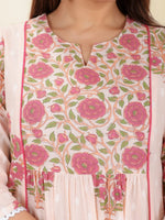 Thumbnail for Aramya Panelled Soft Cotton Butti Print Women's Kurta - Pink - Distacart