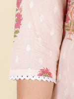 Thumbnail for Aramya Panelled Soft Cotton Butti Print Women's Kurta - Pink - Distacart