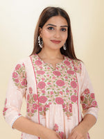 Thumbnail for Aramya Panelled Soft Cotton Butti Print Women's Kurta - Pink - Distacart