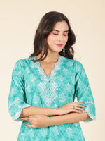 Thumbnail for Aramya Straight Soft Cotton Geometric Print Women's Kurta Set - Green - Distacart