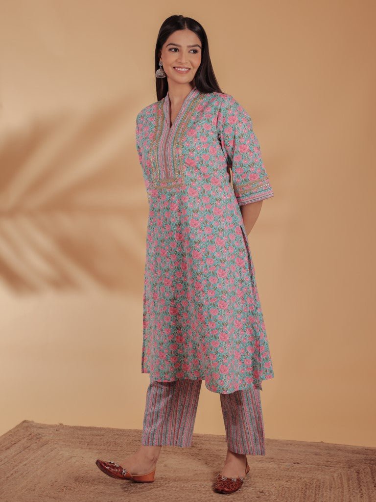 Aramya Straight Soft Cotton Floral Print Women's Kurta - Multicolor - Distacart