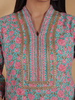 Thumbnail for Aramya Straight Soft Cotton Floral Print Women's Kurta - Multicolor - Distacart
