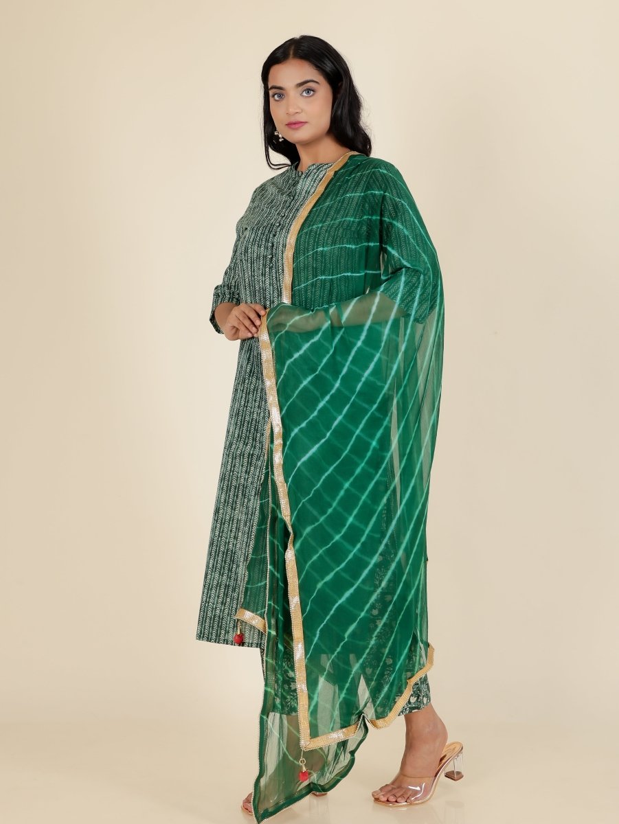 Aramya Straight Soft Cotton Striped Print Women's Kurta - Green - Distacart