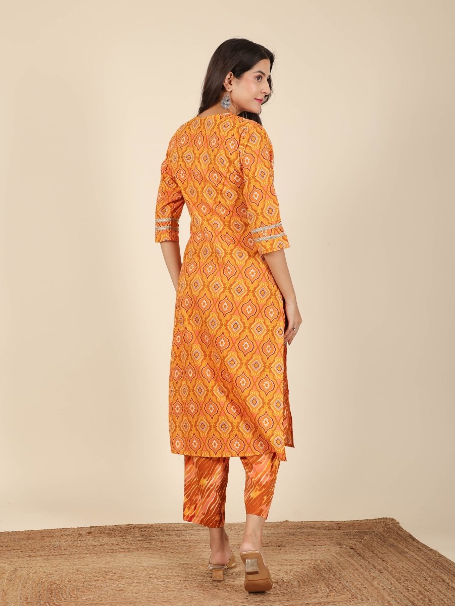Aramya Straight Soft Cotton Geometric Print Women's Kurta - Yellow - Distacart
