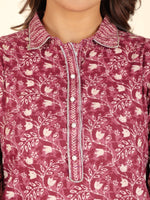 Thumbnail for Aramya Pathani Soft Cotton Floral Print Women's Kurta - Purple - Distacart