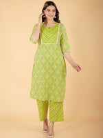 Thumbnail for Aramya Straight Soft Cotton Bandhani Print Women's Kurta - Green - Distacart