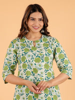 Thumbnail for Aramya Straight Soft Cotton Floral Print Women's Kurta - Green - Distacart