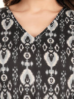 Thumbnail for Aramya Straight Soft Cotton Ikat Print Women's Kurta - Black - Distacart
