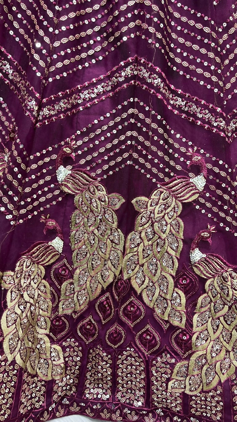 Jyoti Fashion Women's Purple Bridal Net Fancy Foil & Sequins with Multi Thread Embroidered Wedding Lehenga Choli - Distacart