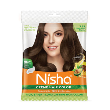 Nisha Creme Hair Color for Women - Chocolate-Blonde - Distacart