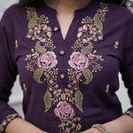 Thumbnail for The52 Women's Beautiful Rayon Slub Fabric Embroidery Work Straight Kurta Pant and Dupatta Set - Distacart