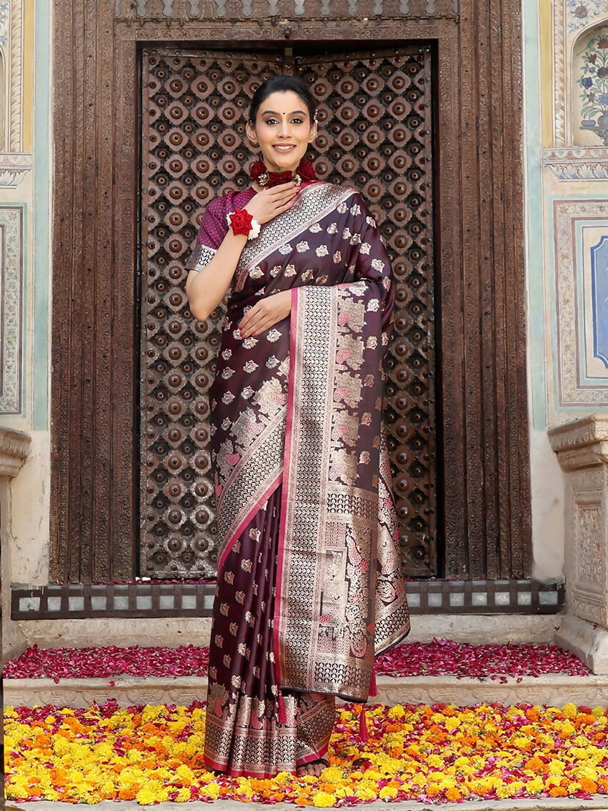 Shree Shyam Fashion Purple Silk Saree - Distacart