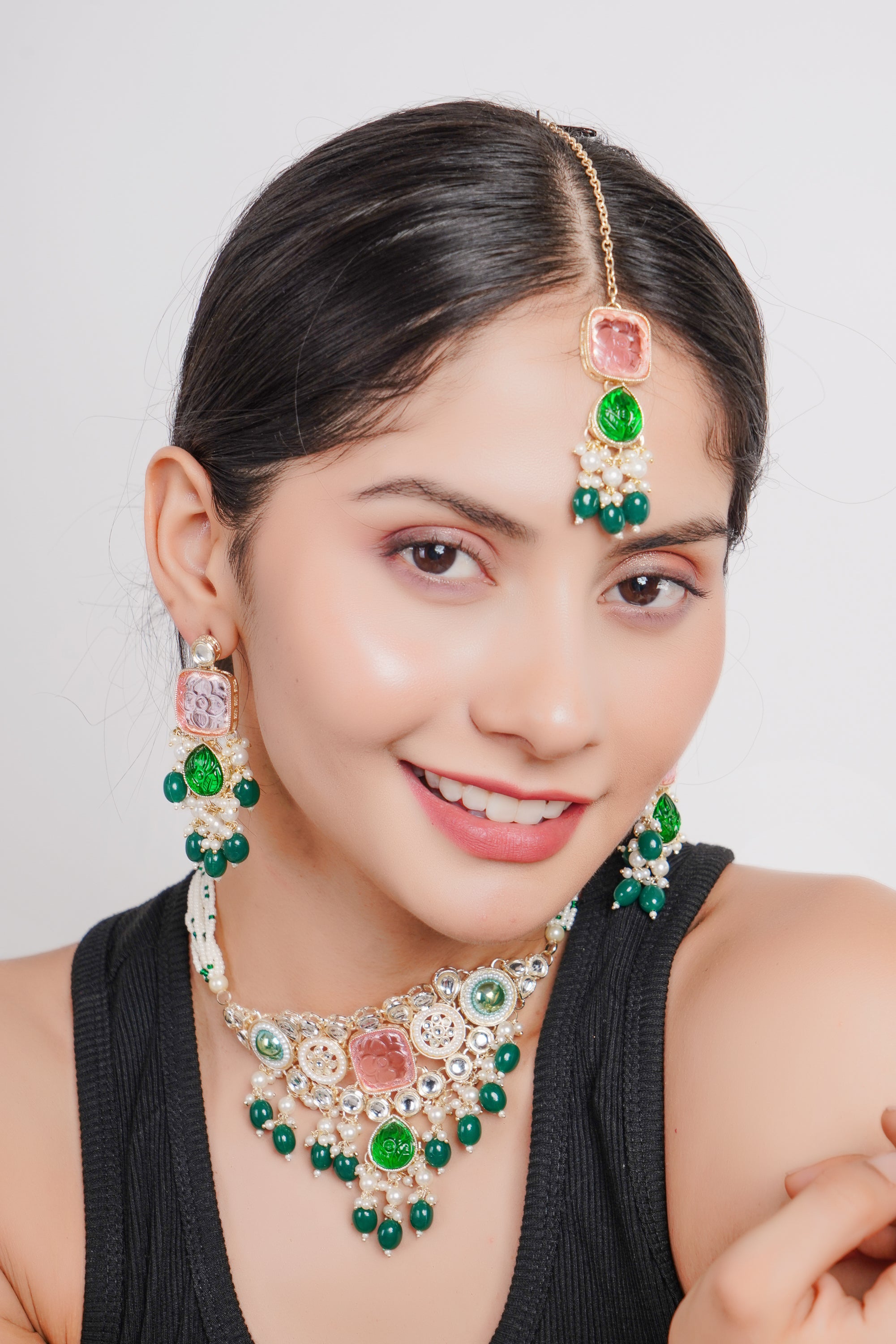 Divisha Alloy Gold-plated Trendy Multicolour Choker Pearl Jewellery Set - Distacart