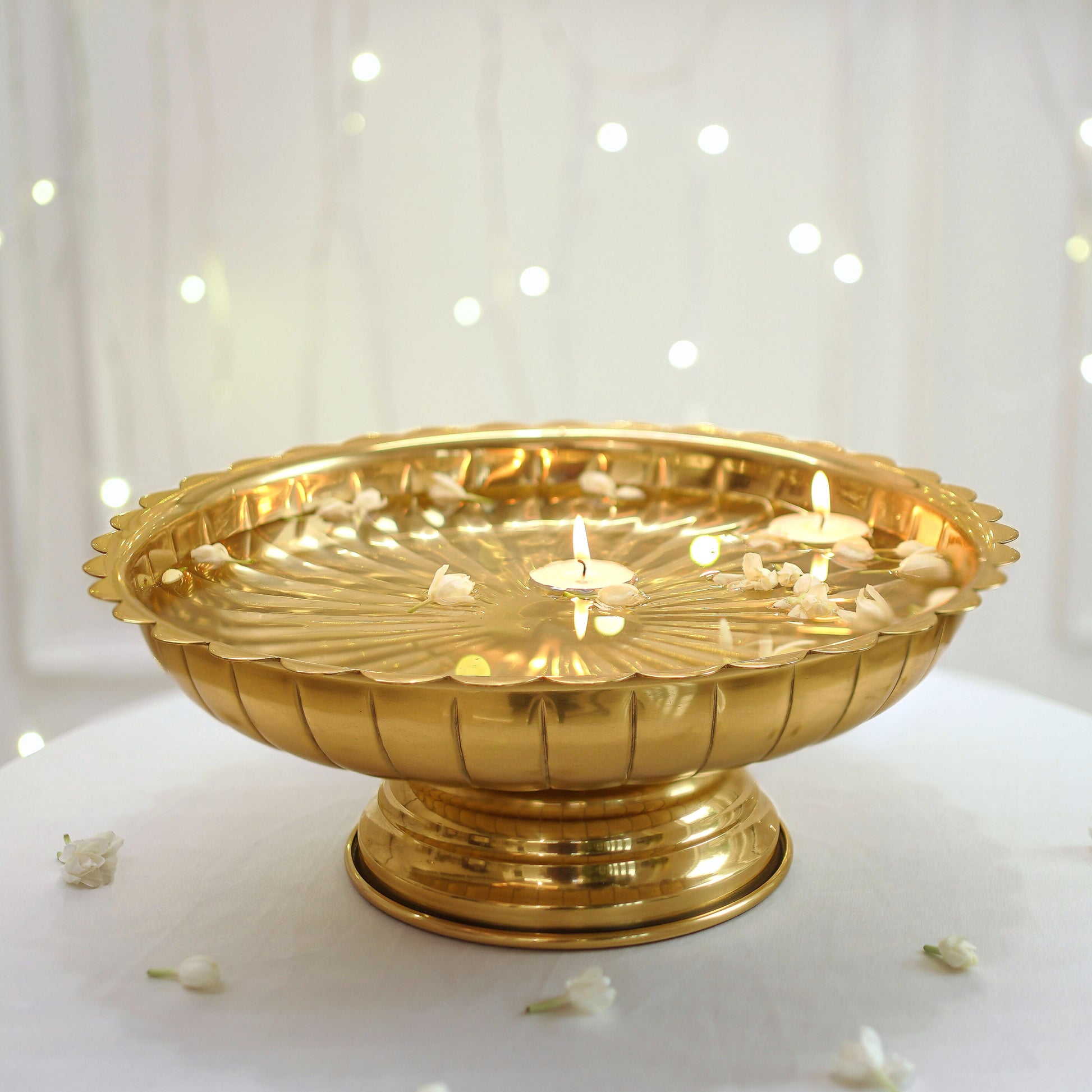 metal kamal urli tray for decoration gold