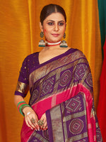 Thumbnail for NOZ2TOZ Women's Tussar Silk Purple Woven Design Designer Saree With Blouse Piece - Distacart