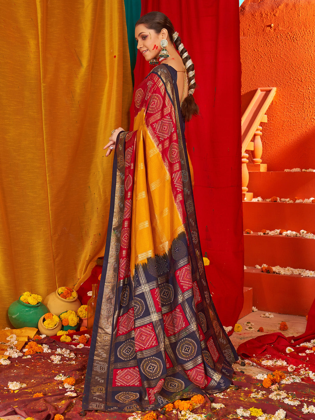 NOZ2TOZ Women's Tussar Silk Navy Blue Woven Design Designer Saree With Blouse Piece - Distacart