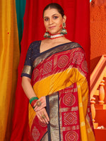 Thumbnail for NOZ2TOZ Women's Tussar Silk Navy Blue Woven Design Designer Saree With Blouse Piece - Distacart