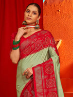 Thumbnail for NOZ2TOZ Women's Tussar Silk Red Woven Design Designer Saree With Blouse Piece - Distacart