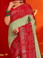 Thumbnail for NOZ2TOZ Women's Tussar Silk Red Woven Design Designer Saree With Blouse Piece - Distacart