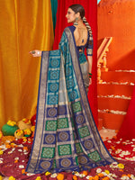 Thumbnail for NOZ2TOZ Women's Tussar Silk Navy Blue Woven Design Designer Saree With Blouse Piece - Distacart