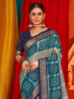 Thumbnail for NOZ2TOZ Women's Tussar Silk Navy Blue Woven Design Designer Saree With Blouse Piece - Distacart