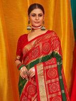 Thumbnail for NOZ2TOZ Women's Tussar Silk Red Woven Design Designer Saree With Blouse Piece - Distacart