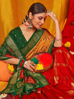 Thumbnail for NOZ2TOZ Women's Tussar Silk Green Woven Design Designer Saree With Blouse Piece - Distacart