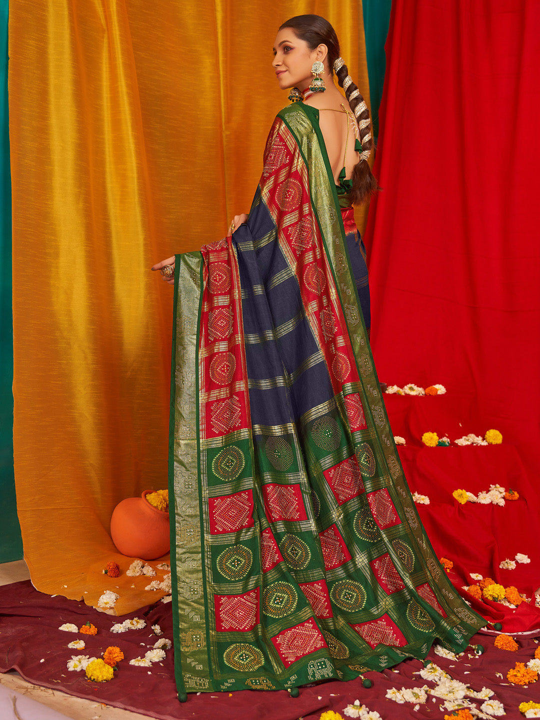 NOZ2TOZ Women's Tussar Silk Green Woven Design Designer Saree With Blouse Piece - Distacart