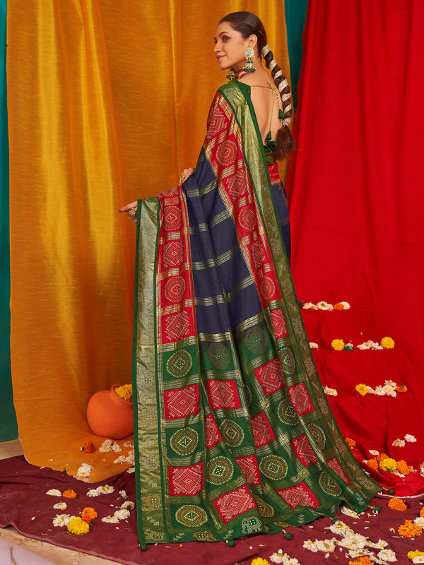 NOZ2TOZ Women's Tussar Silk Green Woven Design Designer Saree With Blouse Piece - Distacart