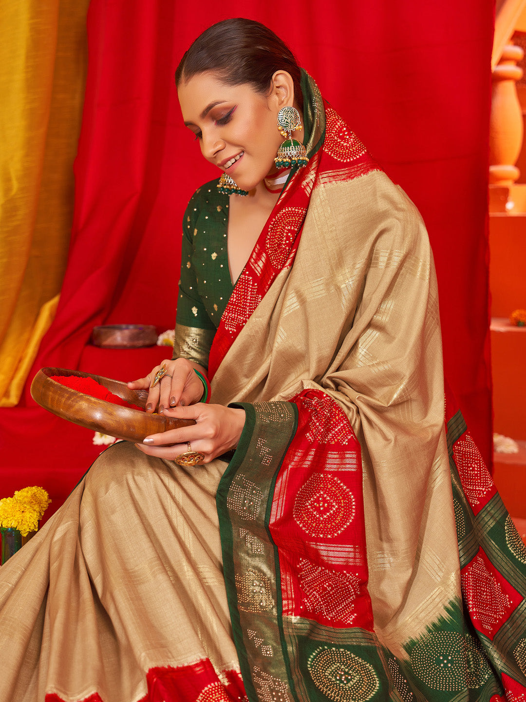 NOZ2TOZ Women's Tussar Silk Green Woven Design Designer Saree With Blouse Piece - Distacart