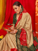 Thumbnail for NOZ2TOZ Women's Tussar Silk Green Woven Design Designer Saree With Blouse Piece - Distacart