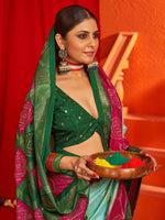 Thumbnail for NOZ2TOZ Women's Tussar Silk Green Woven Design Designer Saree With Blouse Piece - Distacart