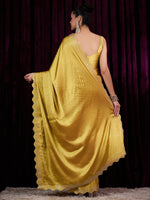 Thumbnail for NOZ2TOZ Women's Satin Silk Mustard Embellished Designer Saree With Blouse Piece - Distacart