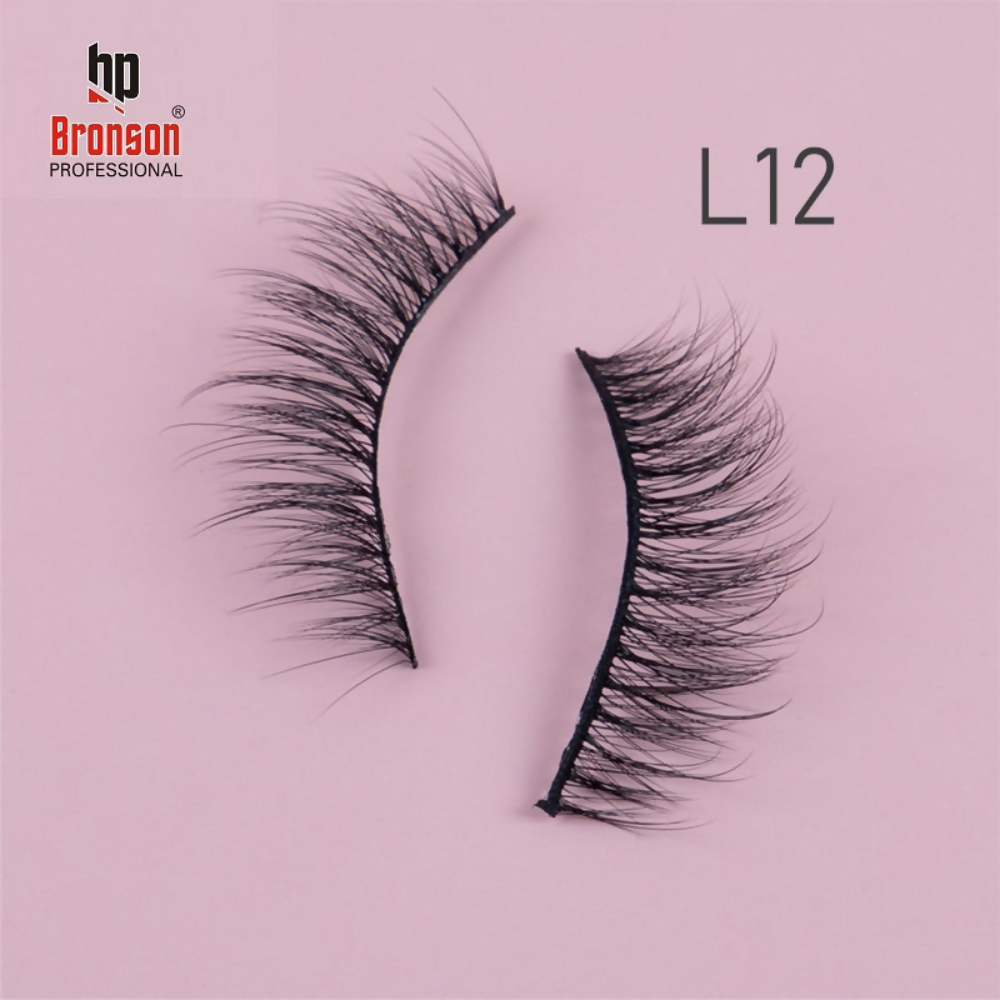 Bronson Professional Eyelash Set 3d False Long And Natural Eye Makeup - L12 - Dista