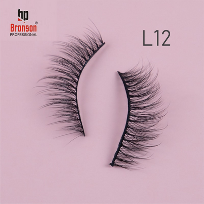 Bronson Professional Eyelash Set 3d False Long And Natural Eye Makeup - L12 - Dista