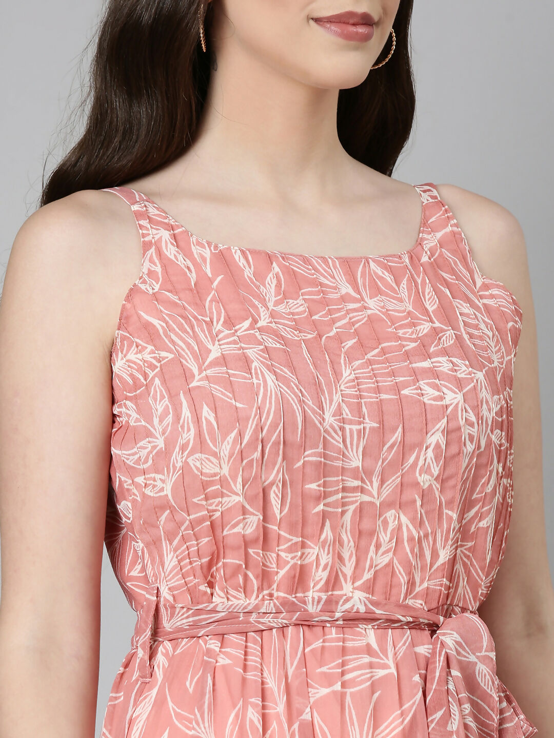 Souchii Peach Floral Fit & Flare Maxi