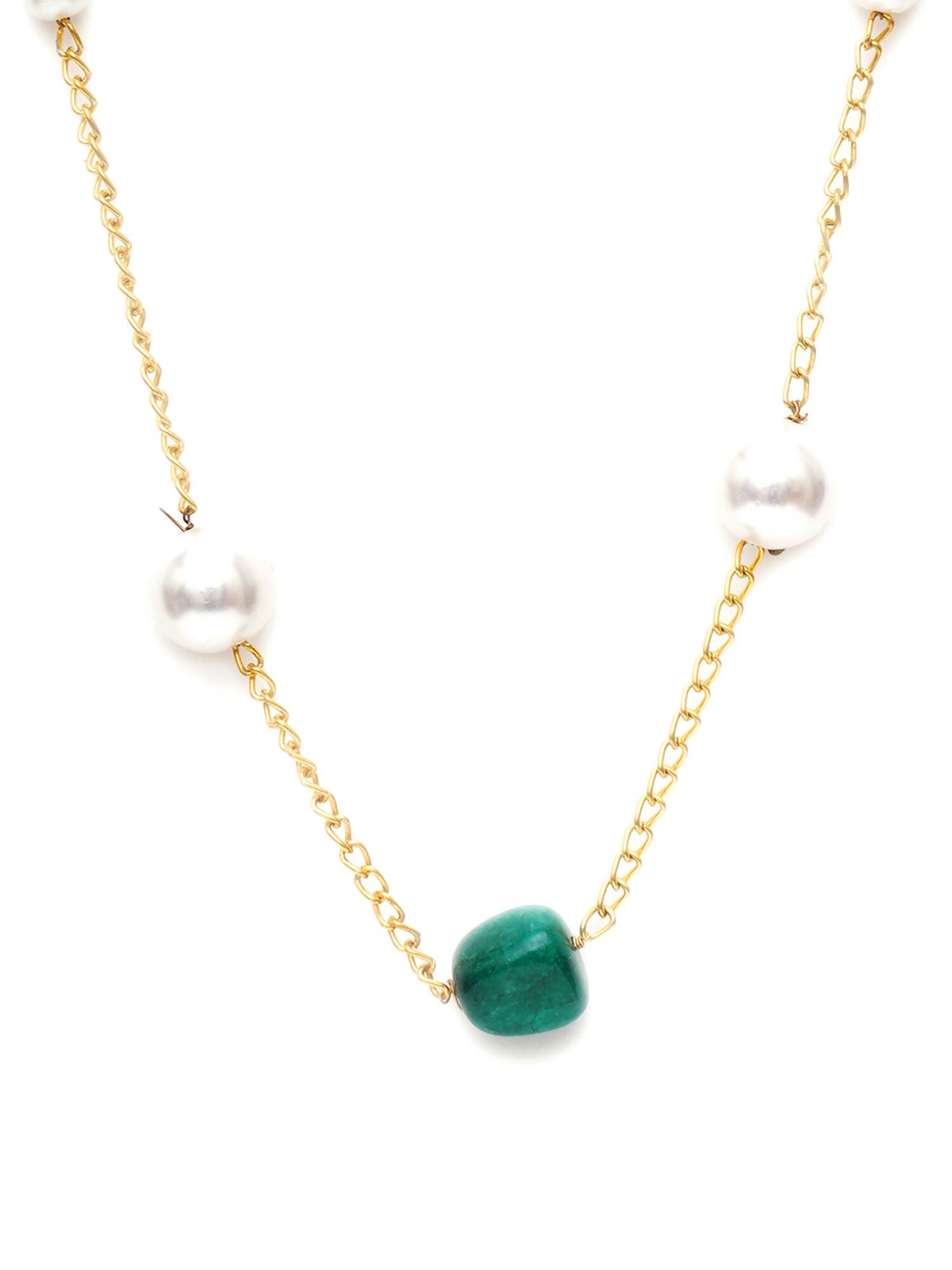 Layered Pearl and Emerald Neckpiece (gold) - Ruby Raang - Distacart