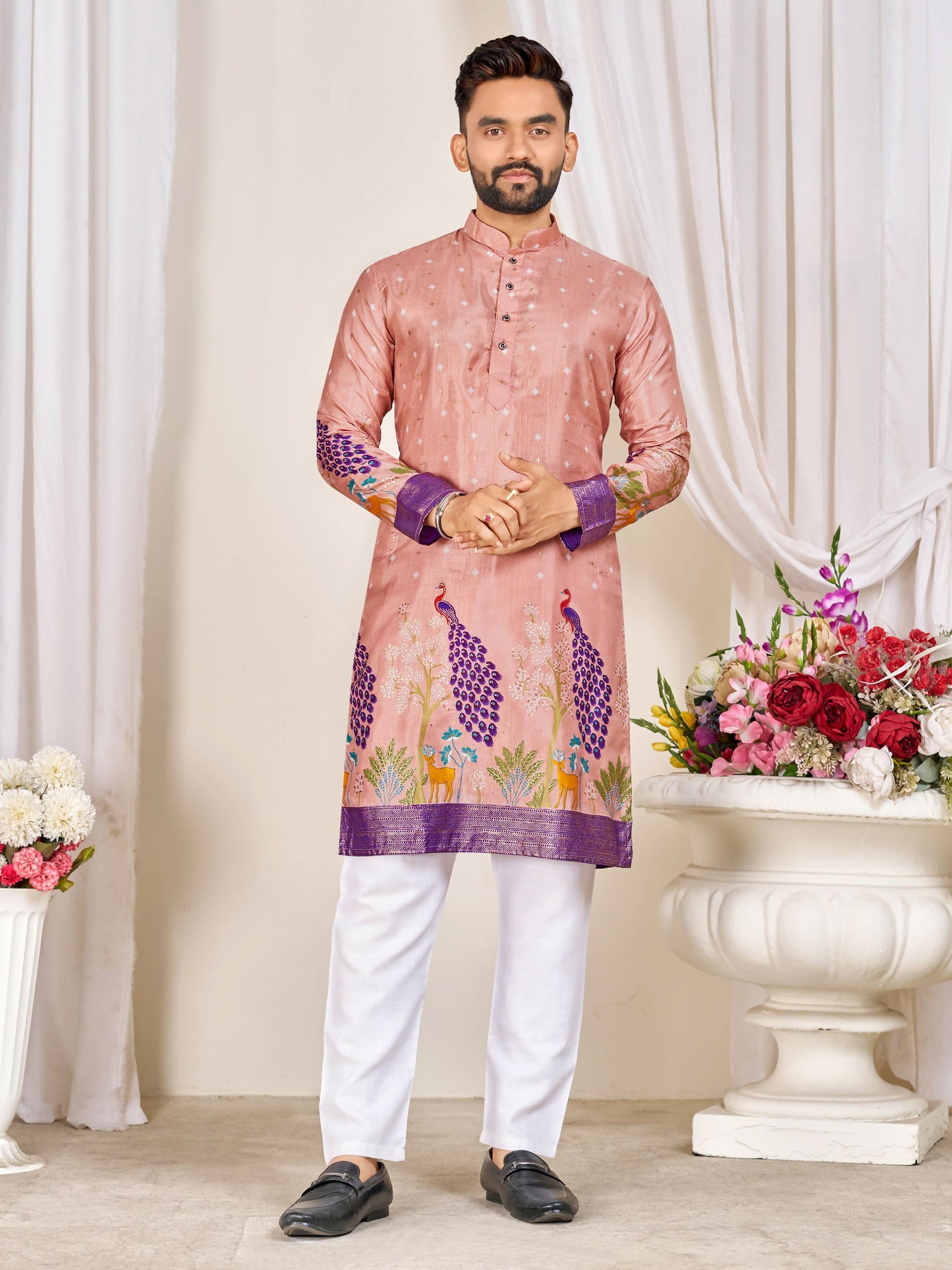 Anaita Pink Dola Silk Straight Kurta With Foil Work - Distacart