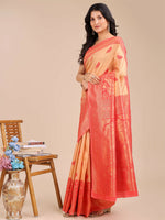 Thumbnail for Astita Banarasi Silk Cream & Red Saree