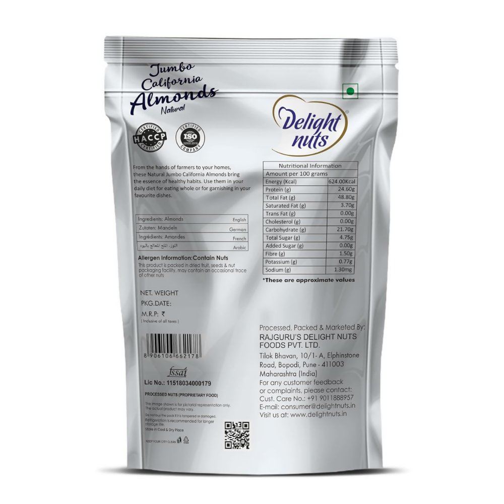 Delight nuts Jumbo California Whole Almonds Natural - Dista