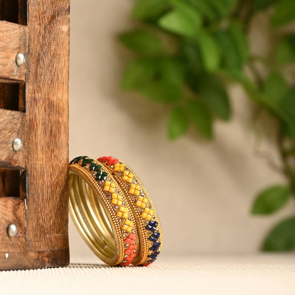 Afast Elegant Bridal & Wedding Party Fashion Bangle/Kada Set, Multi, Glass, Pack Of 4 Model No- A41 - Distacart