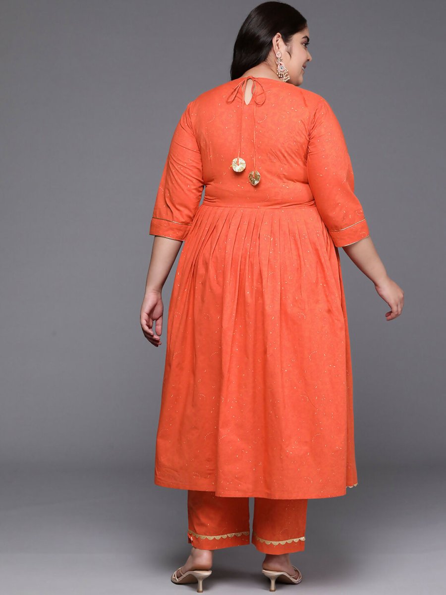 Ahalyaa Women's Traditional wear Kurta Set - Orange - Distacart
