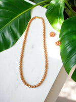 Thumbnail for Inhanns Crystal Bloom – Single Line Necklace + Studs - Peach - Distacart