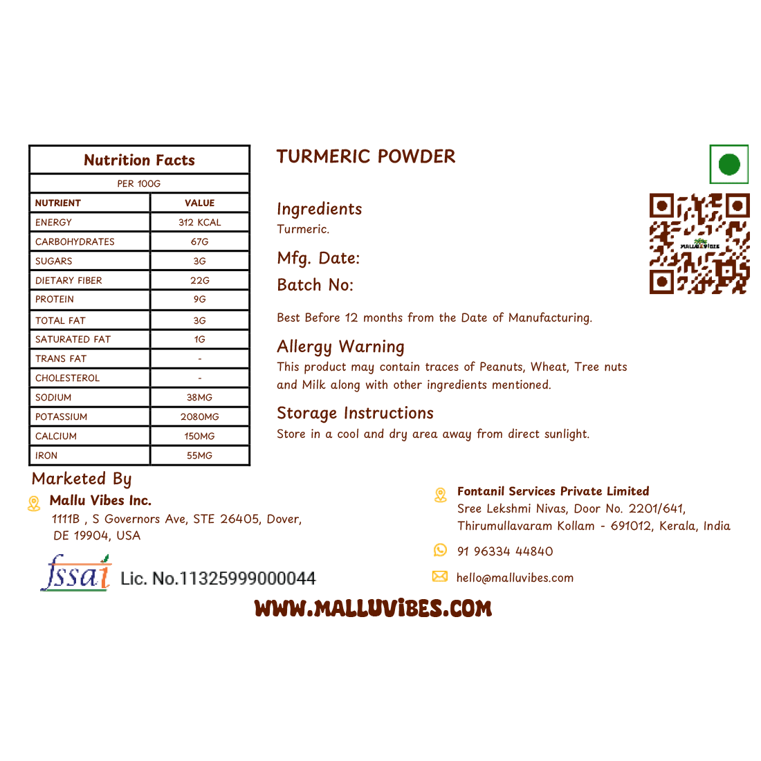 Mallu Vibes Turmeric Powder