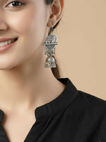 Thumbnail for NVR Women Elephant Design German Silver Oxidised Jhumka Earrings - Distacart